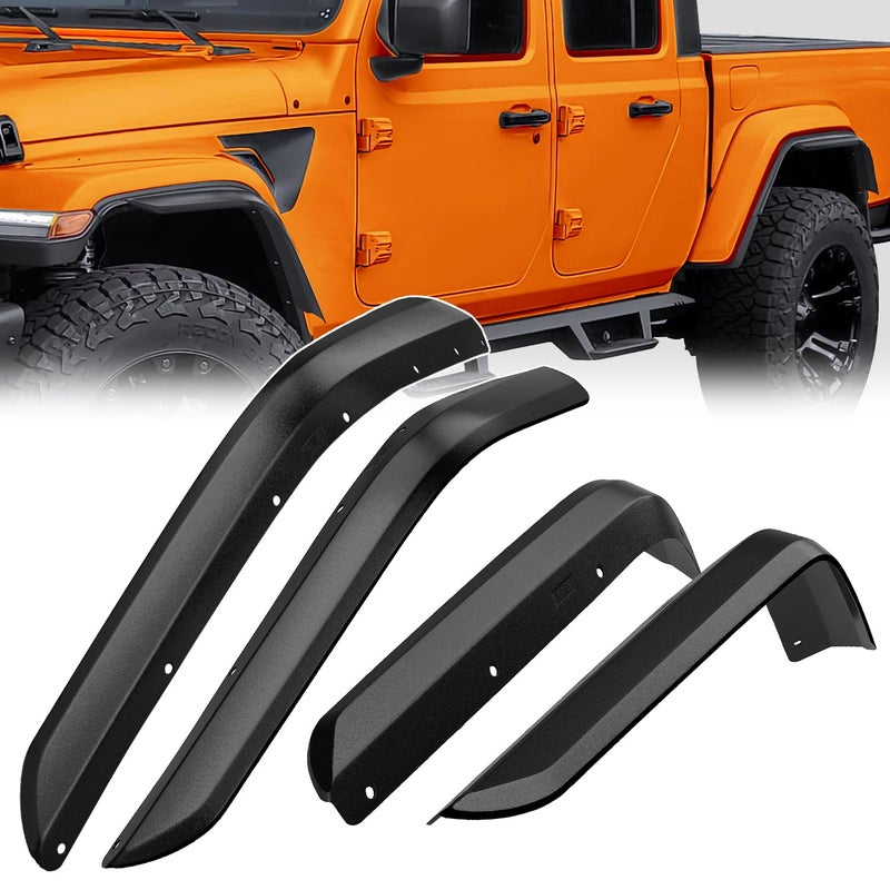 Nilight Fender Flares Extensions Set Compatible with 2020 2021 2022 2023 2024 Gladiator JT Only for Low Wheel Arches 4 Pcs OffRoad Widened Wheel fenders