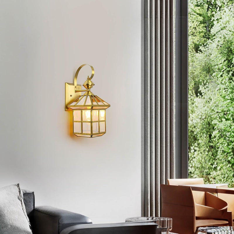 Harold Electricals Classy Square Copper Cage Decorative Wall Lamp for Living Room Hallway Dinning Area Night Wall Light for Bedroom Kitchen Office Bulb Included - Image 2