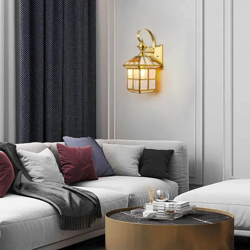 Harold Electricals Classy Square Copper Cage Decorative Wall Lamp for Living Room Hallway Dinning Area Night Wall Light for Bedroom Kitchen Office Bulb Included - Image 3