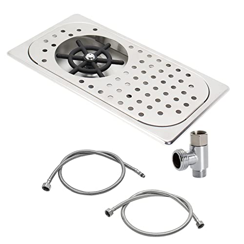 DIBTSA Pitcher Rinser, Espresso Rinser, Drain and Drip Tray, Stainless Steel Bar Glass Rinser for Sink, Cup Washer Spray Rinser for Home Kitchen Hotel Cafe Restaurant (12.8 x 6.9 x 0.9 inch,Silver) - Image 1