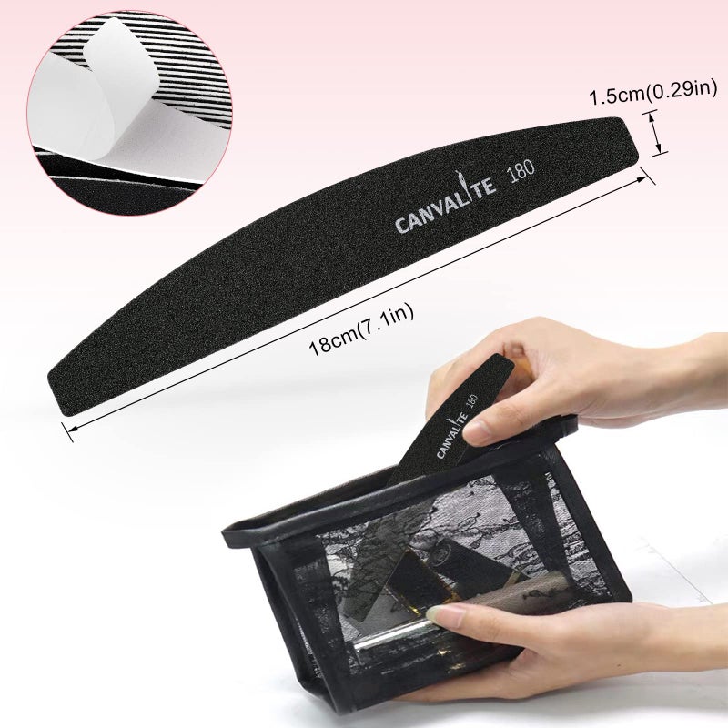 Canvalite 40 PCS Nail File Professional Reusable Peel and Stick Nail Files Replaceable Emery Boards 180 Grit Fingernail Files Manicure Tools for Home and Salon Use - Image 5