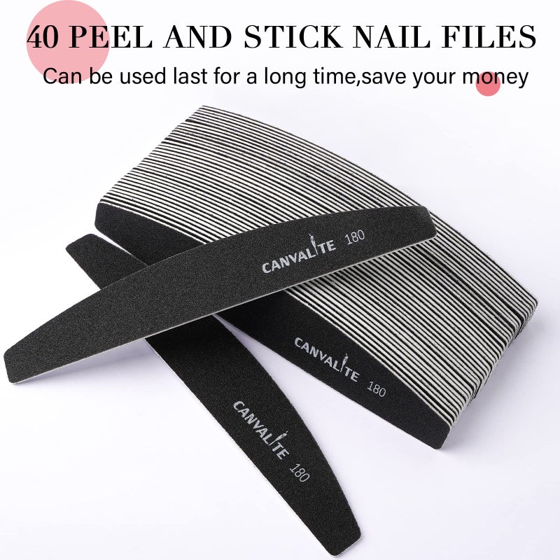 Canvalite 40 PCS Nail File Professional Reusable Peel and Stick Nail Files Replaceable Emery Boards 180 Grit Fingernail Files Manicure Tools for Home and Salon Use - Image 3