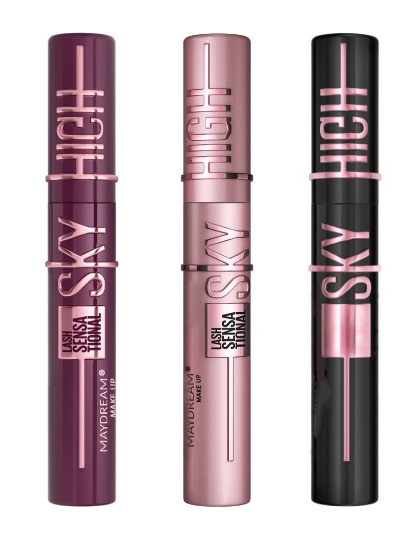 مي دريم ماسكارا "لاش سينسيشنال" تكثيف وتطويل الرموش مقاومة للماء - 12 مل  3قطع