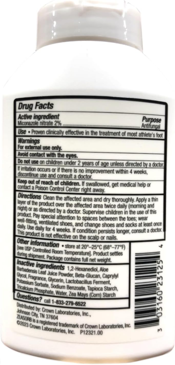 Zeasorb بودرة زيازورب فائقة الامتصاص علاج مضاد للفطريات قدم الرياضي 25 أونصة 71 جرام عبوة من 6 - Image 3