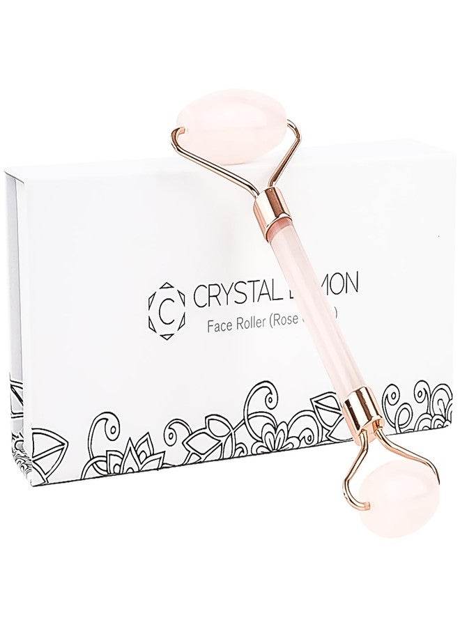 C CRYSTAL LEMON Rose Quartz Facial Roller for Face and Neck, Dual-End Natural Stone Face Roller, Cooling Massage Tool for Puffiness Appearance, Smooth Rolling Skincare Accessory - Image 1