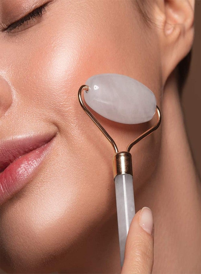 C CRYSTAL LEMON Rose Quartz Facial Roller for Face and Neck, Dual-End Natural Stone Face Roller, Cooling Massage Tool for Puffiness Appearance, Smooth Rolling Skincare Accessory - Image 2