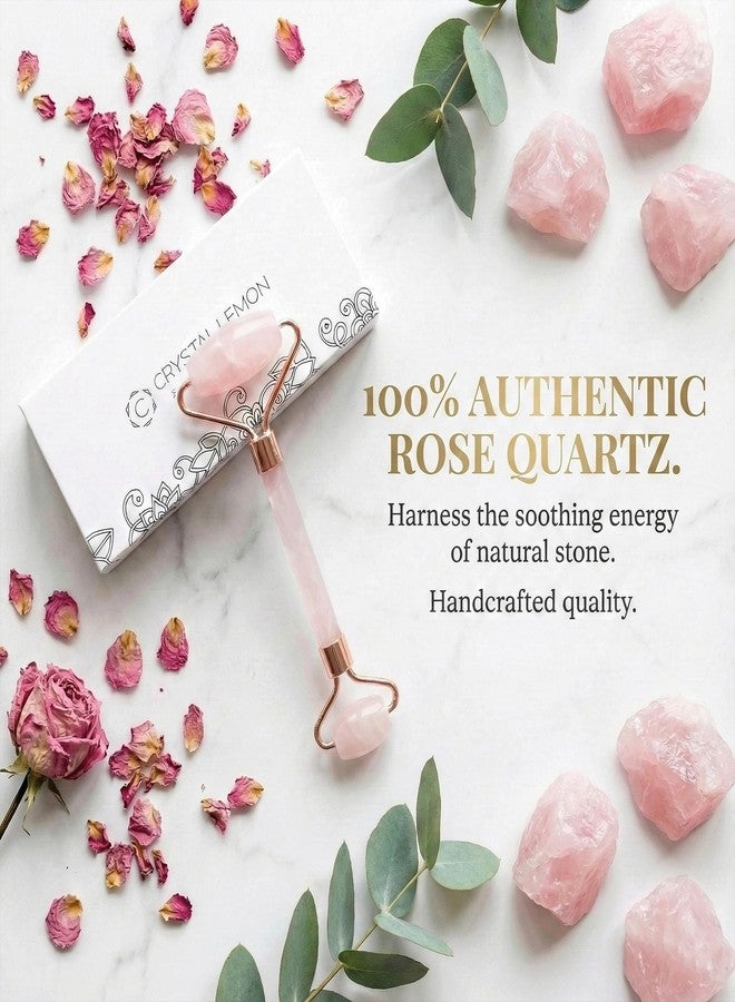 C CRYSTAL LEMON Rose Quartz Facial Roller for Face and Neck, Dual-End Natural Stone Face Roller, Cooling Massage Tool for Puffiness Appearance, Smooth Rolling Skincare Accessory - Image 4