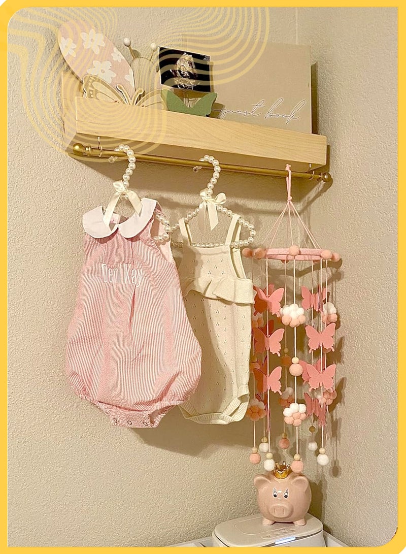 شي آند ليتل ٥ قطع شماعات لؤلؤية صغيرة للأطفال مع فيونكة، شماعات مضادة للانزلاق للفساتين وملابس الأطفال، تشطيب لؤلؤي ABS ناعم، مثالية للمنزل أو عرض البوتيك (أبيض) - Image 4