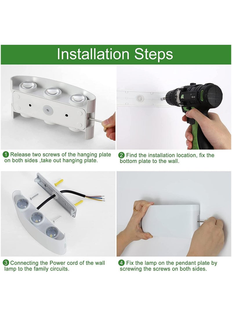 HUA QIANG WANG Modern Outdoor Aluminium Wall Lights 6.6 Inch, 6W LED Wall Sconce, Warm White 3000K, AC 85-265V, IP65 Waterproof Up and Down Wall Lamp for Deck Fence Balcony Garden Lighting - Image 3