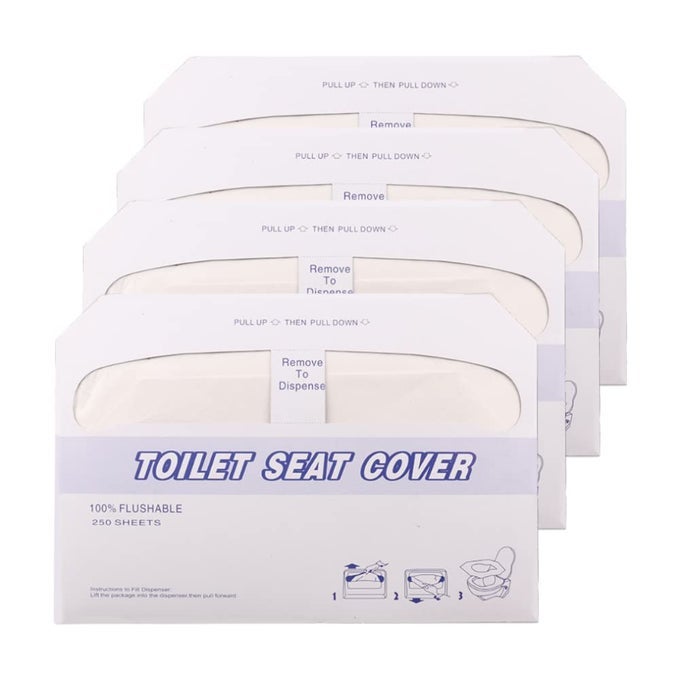 DISPOSABLE TOILET SEAT COVER FLUSHABLE AND BIODEGRADABLE PAPER TOILET SEAT COVER FOR ADULTS AND KIDS GREAT FOR HOTEL BUSINESS AND COMMERCIAL4 PACKS OF 250