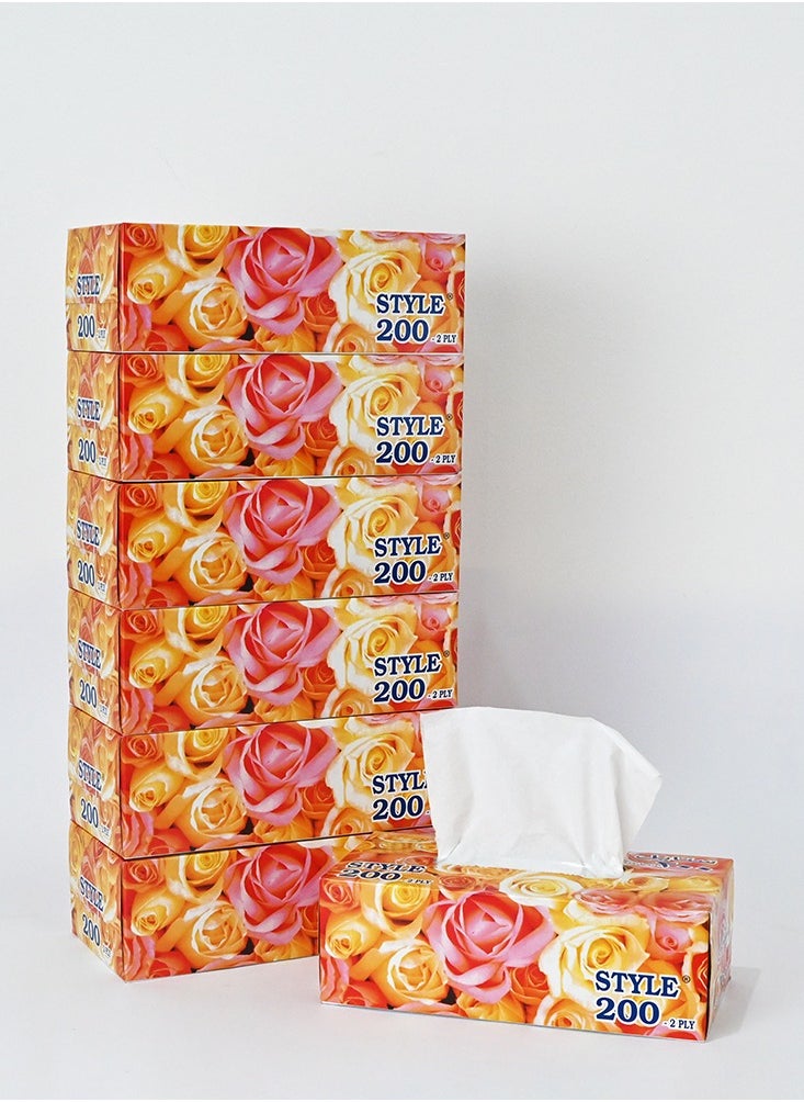 Style Style Extra Soft Facial Tissue 2-Ply, 6 boxes x 200 Sheets  - Image 1