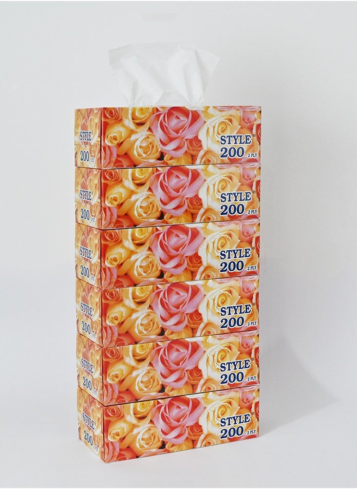 Style Style Extra Soft Facial Tissue 2-Ply, 6 boxes x 200 Sheets  - Image 3