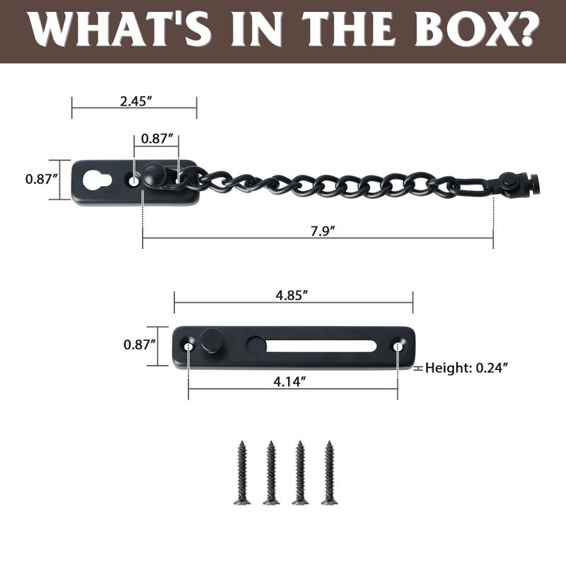 Alise Chain Door Guard Lock,Door Chain Locks with Safety Spring Anti-Theft Press Latch for Inside and Extra Front Door, Matte Black(1 Pack) - Image 2