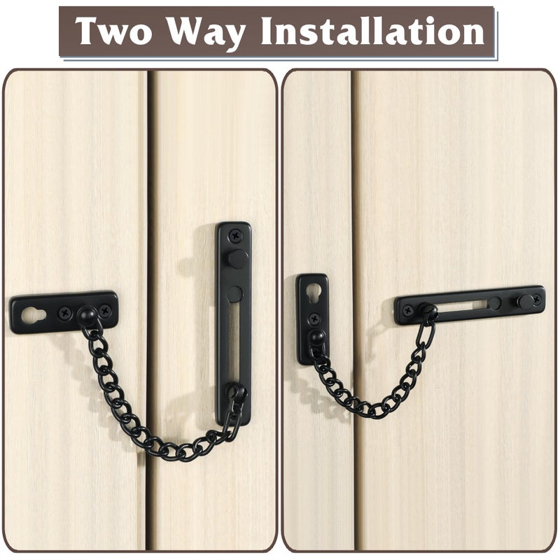 Alise Chain Door Guard Lock,Door Chain Locks with Safety Spring Anti-Theft Press Latch for Inside and Extra Front Door, Matte Black(1 Pack) - Image 4