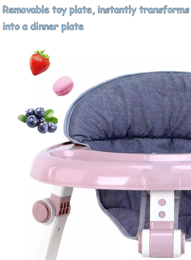 Berma Baby Multifunctional anti-rollover baby walker with anti-bow legs, push-toy and tray, suitable for boys and girls from 6 to 24 months (pink - calf) - Image 5