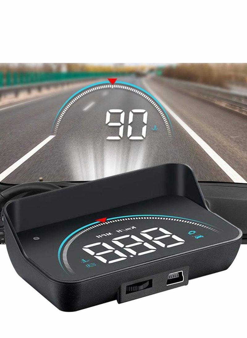 Portable 35 Inch HUD Heads Up Display with Multifunctional Overspeed Warning Compatible with OBD II and EUOBD for Cars and Trucks - Image 1