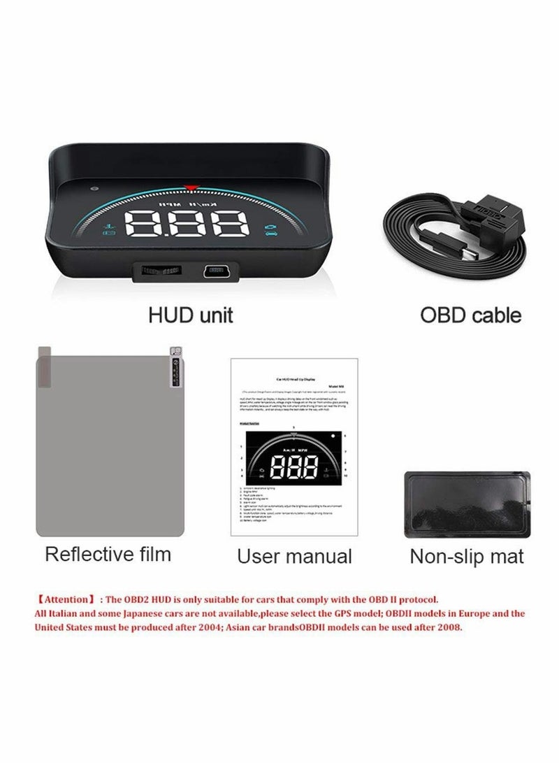 Portable 35 Inch HUD Heads Up Display with Multifunctional Overspeed Warning Compatible with OBD II and EUOBD for Cars and Trucks - Image 2