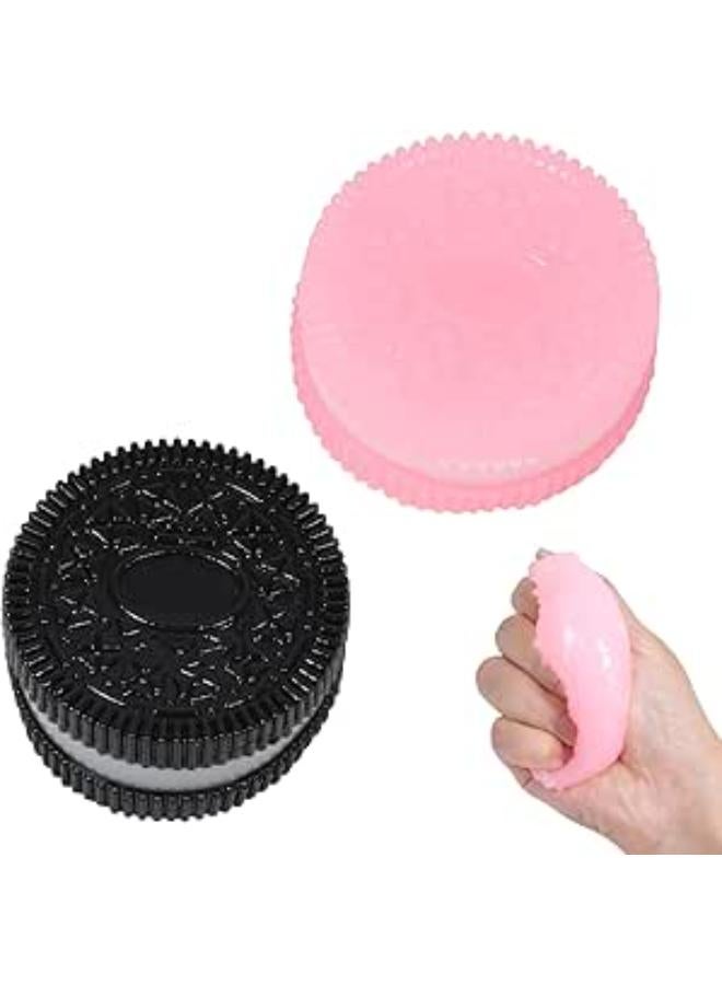 2pack Black Pink Handmade Silicone Stress Relief Squishy Toy Dessert Kawaii Squishies PVC New Fidget Toy Stress Relieving Fur Ball OPP Packaging Gifts (2pack Black Pink)