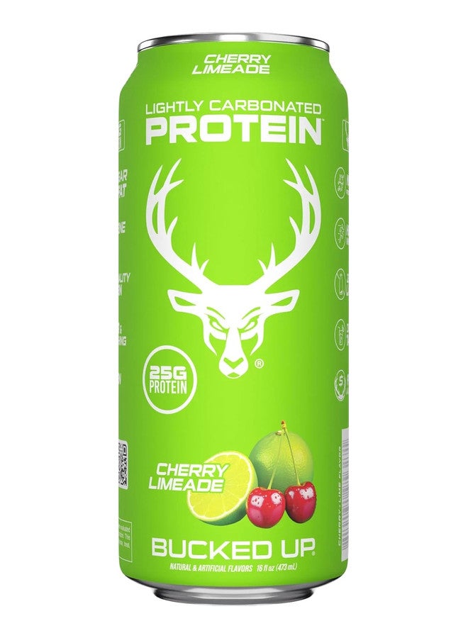 Bucked Up Lightly Carbonated Protein Soda - 25g Whey Isolate - RTD - Zero Sugar, Low Calorie, Caffeine Free, Sparkling Protein Soda - 473 ml flavored (Cherry Limeade) - Image 1