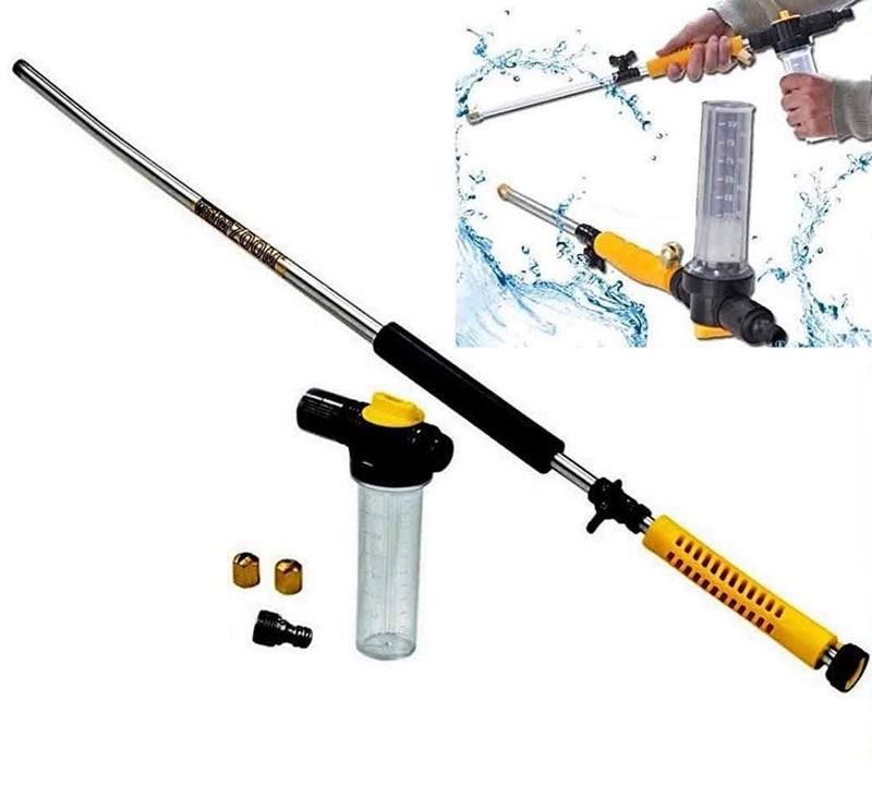 SNAPSHOPECOM Plastic Water Zoom Jet Pressure Washer Garden Hose Attachment with Soap Dispenser and Brush for Washing Cars Cleaning Decking Path - Image 1