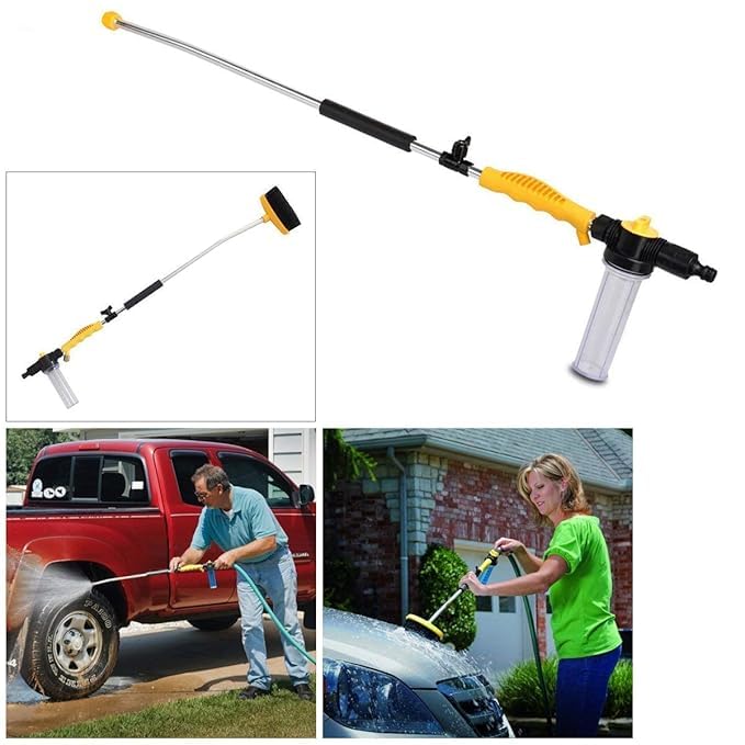 SNAPSHOPECOM Plastic Water Zoom Jet Pressure Washer Garden Hose Attachment with Soap Dispenser and Brush for Washing Cars Cleaning Decking Path - Image 2