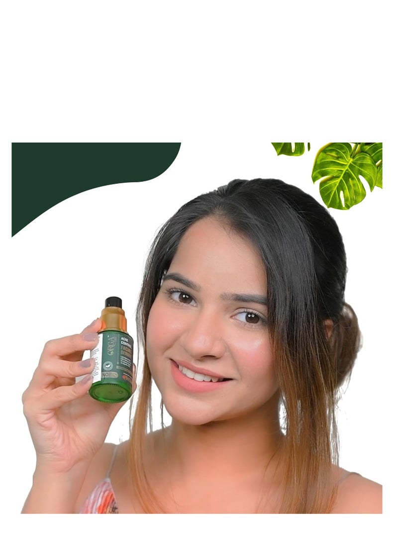 Healthstar Orgatre Acne Control Facial Serum Anti Acne Serum for Oily Skin Powerful Solution with Neem Tea Tree Oil and VITAMILS for Clear, Radiant Skin 30ML  - Image 5