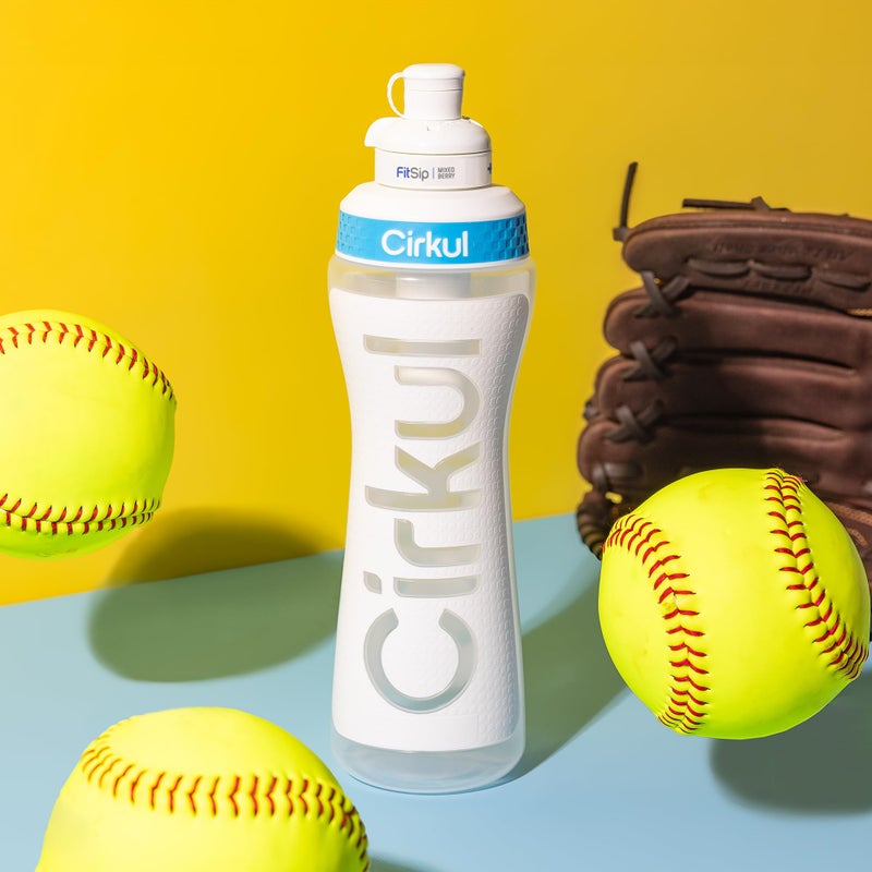 Cirkul 22oz. White Plastic Grip Squeeze Water Bottle & Sport Lid, BPA-Free, Non-Slip Design for Gym, Biking & Sports with Flavor Cartridge Included (FitSip Mixed Berry) - Image 3