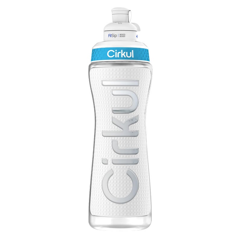 Cirkul 22oz. White Plastic Grip Squeeze Water Bottle & Sport Lid, BPA-Free, Non-Slip Design for Gym, Biking & Sports with Flavor Cartridge Included (FitSip Mixed Berry) - Image 2