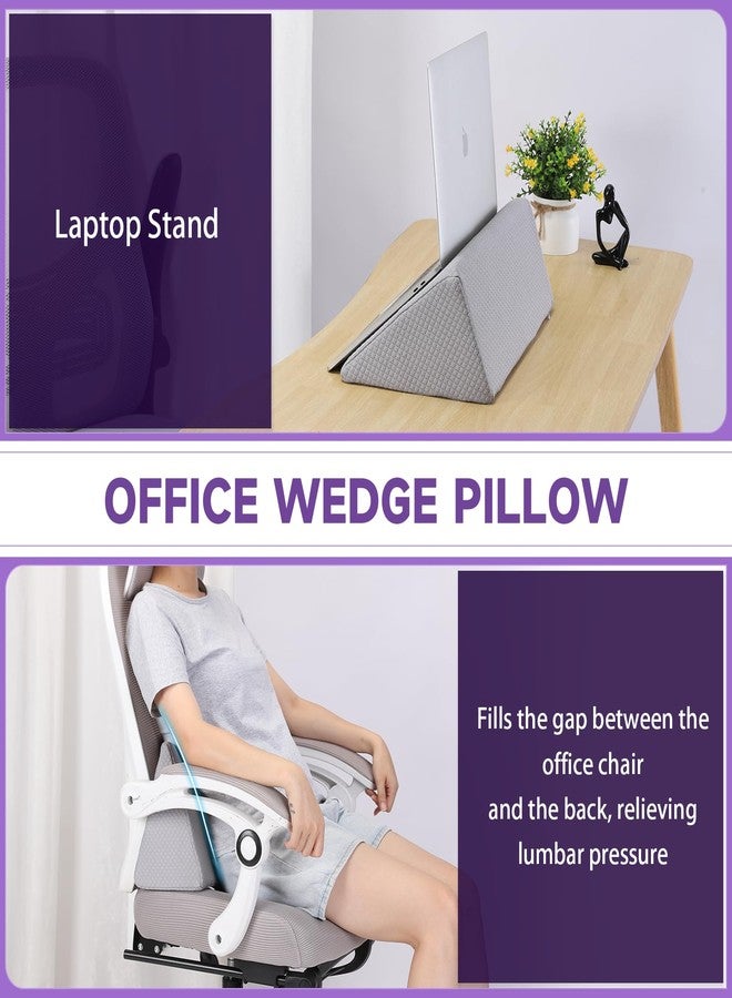 Zantle Small Wedge Pillow, Small Wedge Pillow for Sleeping, Foam Wedge for Yoga, Laptop, Memory Foam Positioning, Foam Pillow for Chair, Provide Support and Relieve Fatigue(Grey-17.7") - Image 4