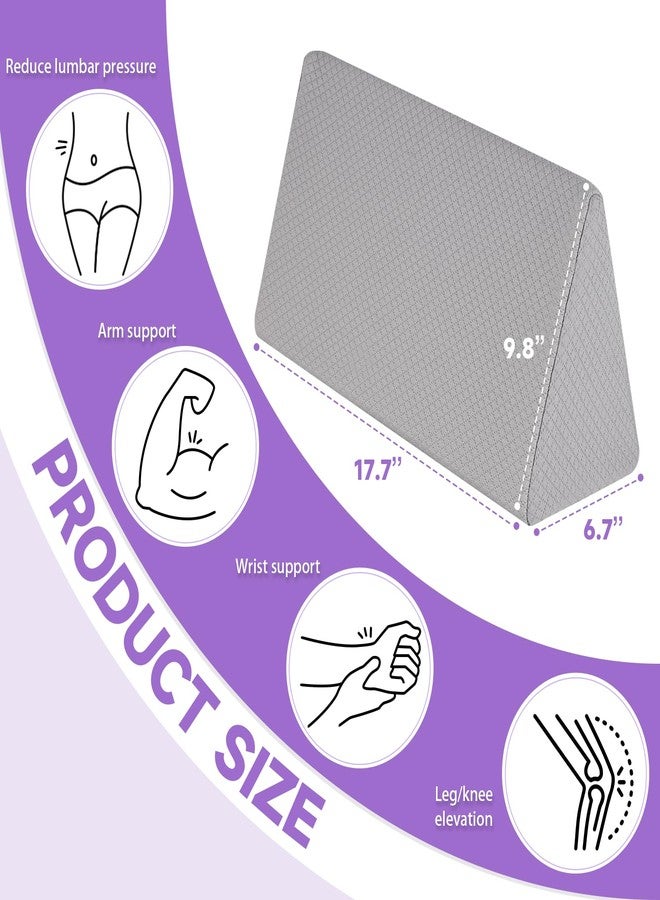 Zantle Small Wedge Pillow, Small Wedge Pillow for Sleeping, Foam Wedge for Yoga, Laptop, Memory Foam Positioning, Foam Pillow for Chair, Provide Support and Relieve Fatigue(Grey-17.7") - Image 2