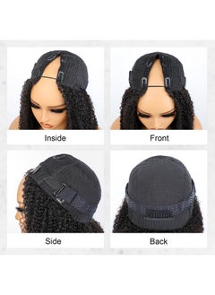 ISEE V Part Wig Human Hair Afro Curly Minimal/No Leave Out Upgrade U Part Wig for Black Women Human Hair V Shape Wig Kinky Curly Thin Part Glueless Clip In Half Wig 180% Density Natural Color 14 Inch