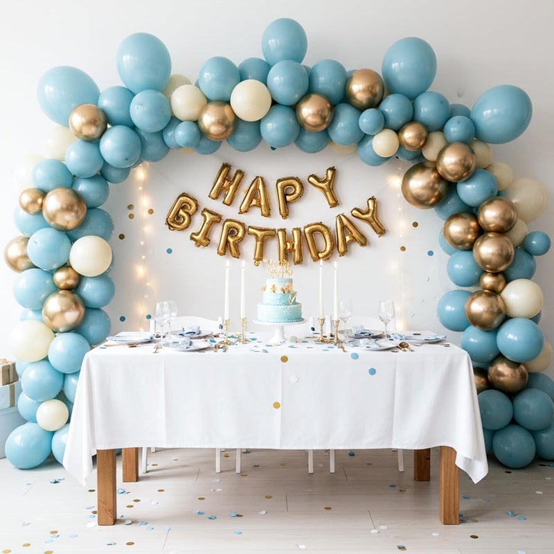 RUBFAC 129pcs Dusty Blue Balloons Different Sizes 18 12 10 5 Inch Latex Haze Blue Balloon Garland Arch for Party Decoration Birthday Wedding Engagements Anniversary Baby Shower Party Supplies - Image 4