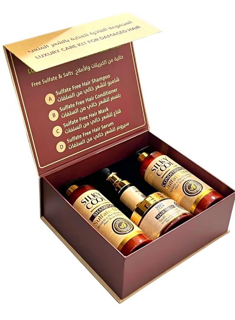 Silky Cool Hair Care Kit - Shampoo,Conditioner,Serum and Hair Mask Set - Image 1