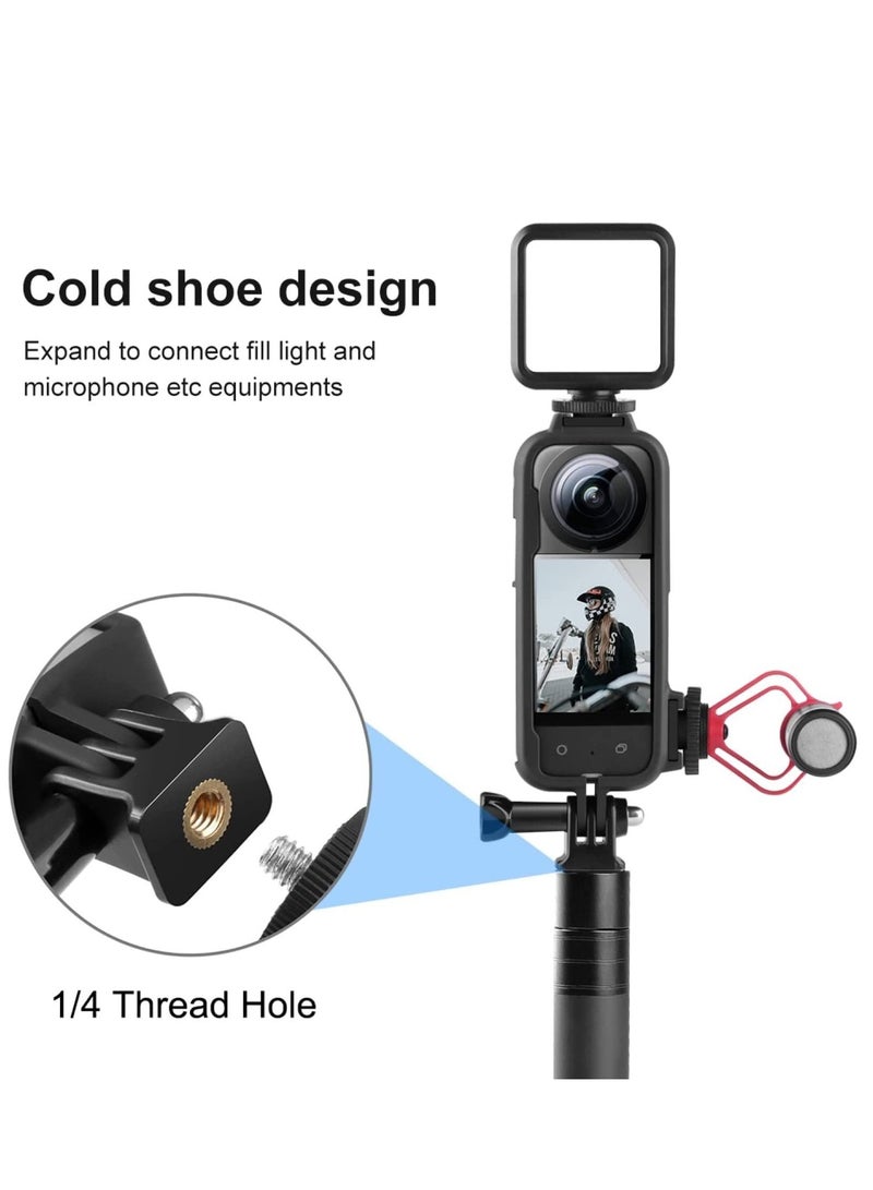 Anti-Scratch Anti-wear double Cold Shoe PC Plastic Protective Frame Compatible with Insta360 X3 Cover Case w/Adapter Mount Screw for Insta360 X3 Camera Border Housing Accessories  - Image 4
