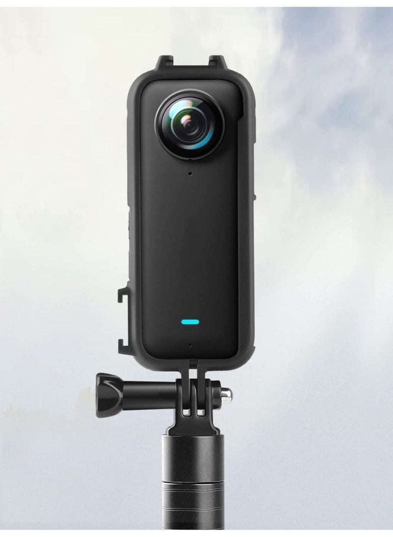 Anti-Scratch Anti-wear double Cold Shoe PC Plastic Protective Frame Compatible with Insta360 X3 Cover Case w/Adapter Mount Screw for Insta360 X3 Camera Border Housing Accessories  - Image 3
