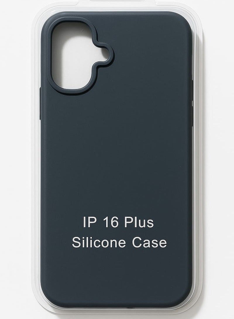 جراب سيليكون لجهاز iPhone 16 Plus - غطاء خلفي واقٍ مقاوم للصدمات، ناعم وخفيف الوزن، رمادي - Image 1