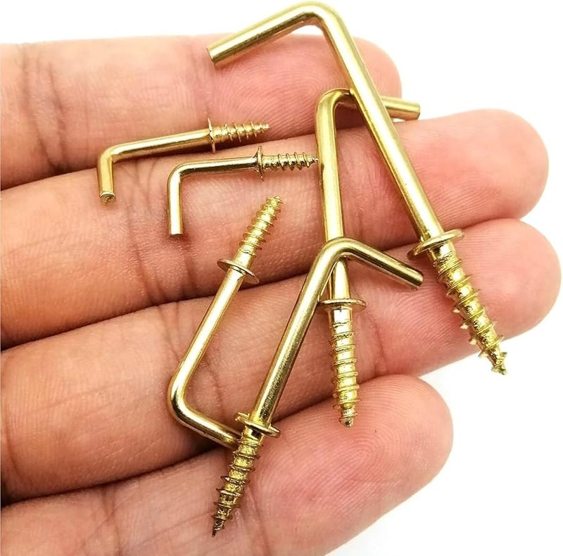 خطافات على شكل حرف L 200 قطعة خطاف حلزوني ذهبي برغي طول 35 مم - Image 5