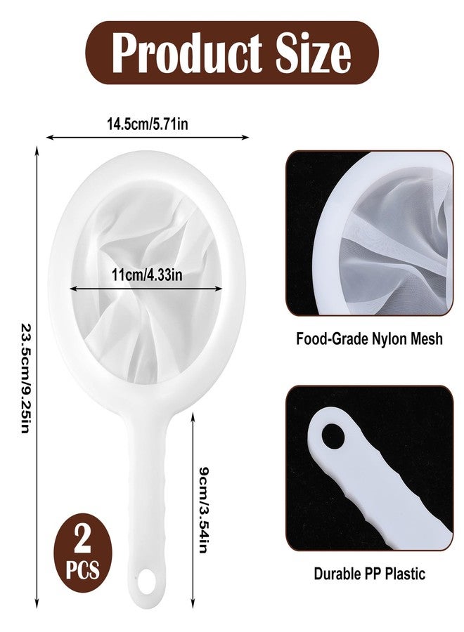 Macuezu 2 PCS Small Fine Mesh Strainer, Plastic Strainers Fine Mesh for Kitchen with Handle, Juice Strainers After Juicing, Soft Nylon Small Strainer for Coffee, Milk, Soy Milk, Juice(120 Mesh) - Image 2