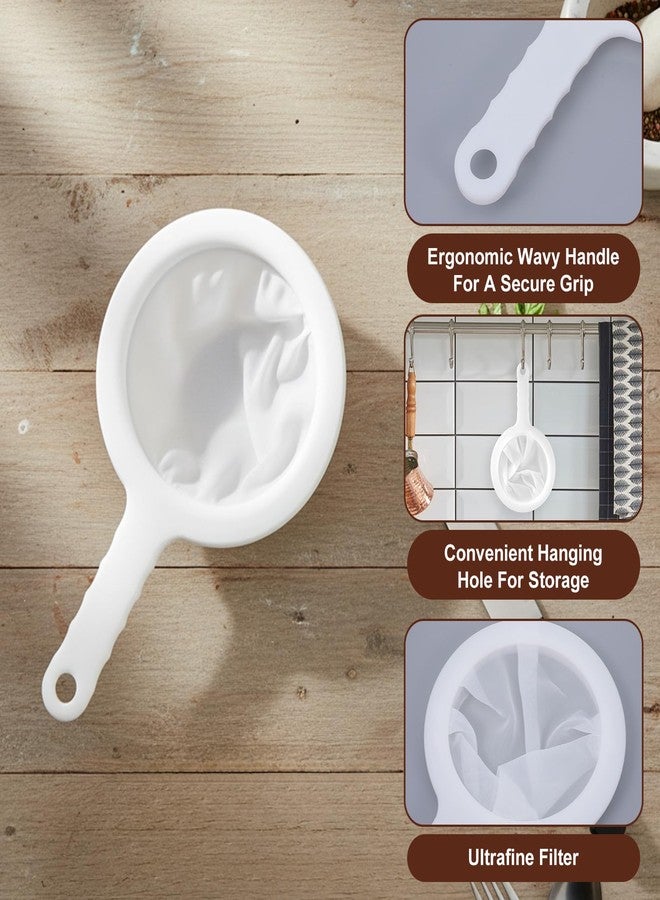 Macuezu 2 PCS Small Fine Mesh Strainer, Plastic Strainers Fine Mesh for Kitchen with Handle, Juice Strainers After Juicing, Soft Nylon Small Strainer for Coffee, Milk, Soy Milk, Juice(120 Mesh) - Image 4