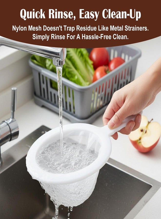 Macuezu 2 PCS Small Fine Mesh Strainer, Plastic Strainers Fine Mesh for Kitchen with Handle, Juice Strainers After Juicing, Soft Nylon Small Strainer for Coffee, Milk, Soy Milk, Juice(120 Mesh) - Image 5