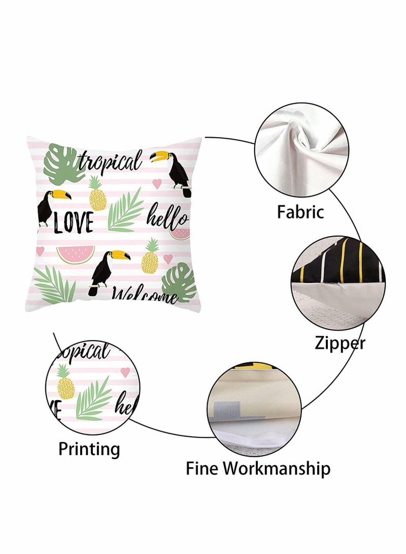 كابتن تيك Cushion Covers Pillow Covers 18''x18'' Set of 4, Pillow Cases with Invisible Zipper, Lovely Animal Decorative Pillowcase for Room Couch Sofa Bedroom, Flamingo Peach Skin Pillowcase (Flamingo) - Image 5