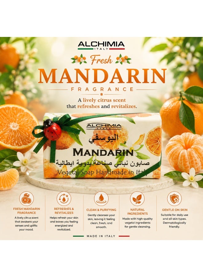 Alchimia Vegetal Soap Mandarin 200G | Refreshing Italian Bar Soap with Citrus Fragrance | Effective cleansing while leaving your skin soft and smooth |Suitable for all skin types - Image 3