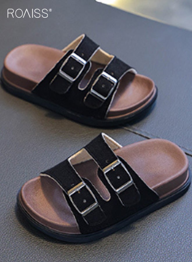 roaiss Children's Boken Shoes, Summer Non-slip Comfortable Lightweight Soft-Sole Sandals, Boys' and Girls' Bathroom/Shower/Beach Shoes for Outdoor Wear, PVC Open-Toe Flip-Flops, Dark Brown - Image 2