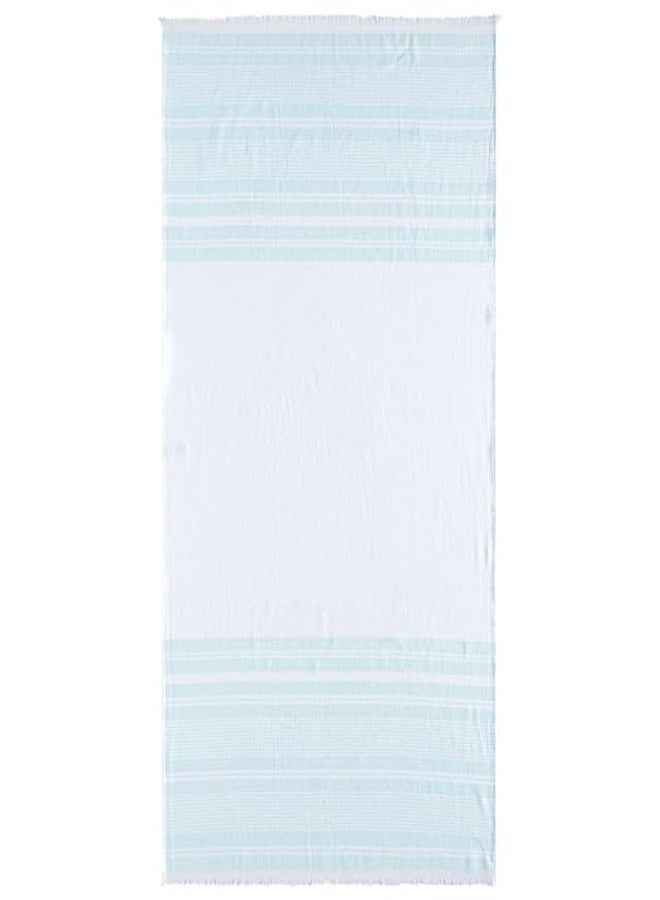 Maisonette منشفة شاطئ تركية كبيرة الحجم 2 حزمة (36"x71"), قطن بيشتيمال سريع الجفاف للاستحمام والشاطئ والسفر, ماصة, خفيفة الوزن لمناشف حمام السبا وحمام السباحة مع حافة رموش, زرقاء (أكوا) - Image 2