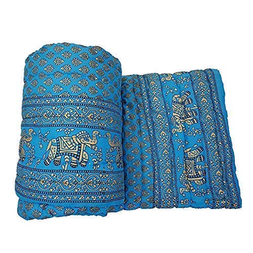 THROW KING THROW KING Rajasthani Traditional Cotton Razai Rajai Ac Blanket Sanganeri with Special Light Print Jaipuri Quilt Blanket Single Bed  - Image 4