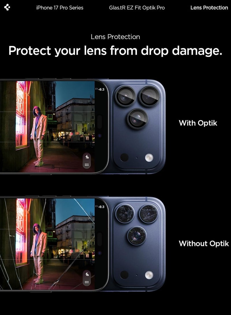 Spigen Glastr Ez Fit Optik Pro for iPhone 17 Pro MAX | iPhone 17 PRO | iPhone 15 Pro Max | 15 PRO Camera Lens Screen Protector - Blue - Image 5