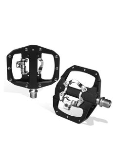 KASTWAVE SPD Pedals MTB Mountain Bike Clip in Dual Sided Pedals - Road Bike Spin Bike Flat & Clipless Sealed Bearing Bicycle Pedal Compatible with Shimano SPD Cleats (9/16")  - Image 1