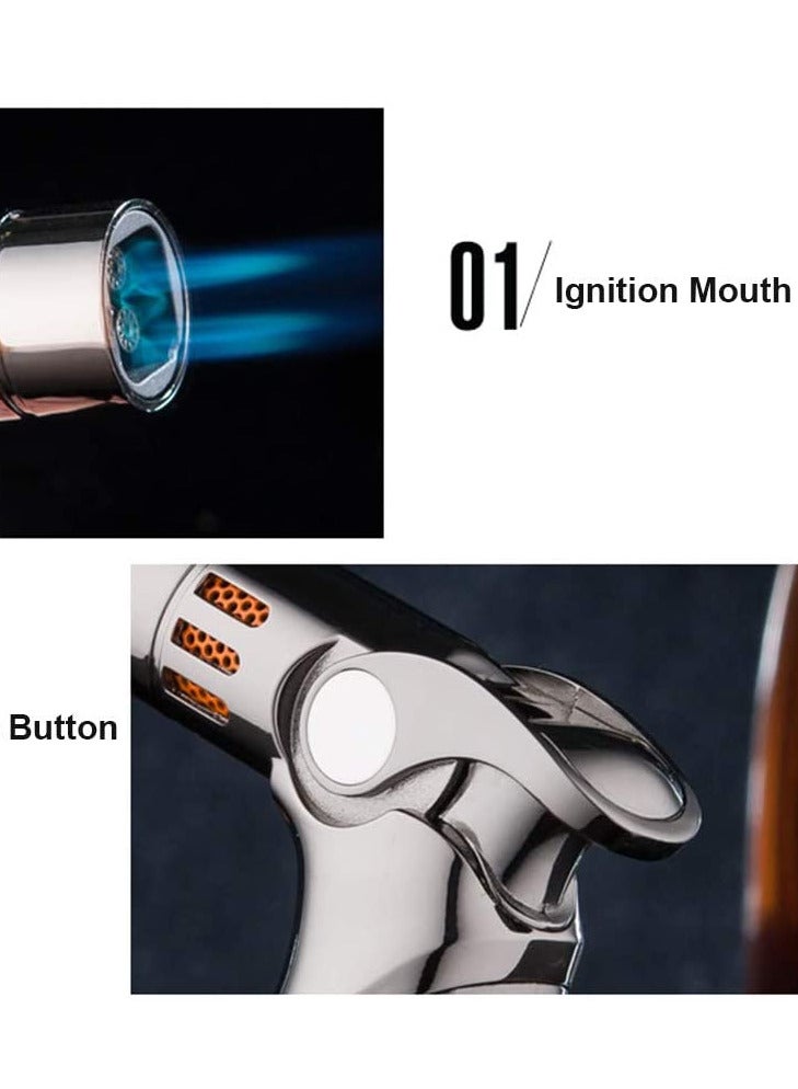 JOBON Windproof 4-Jet Flame Torch Lighter Butane Refillable Gas Lighter | High Power Lighter (Butane Gas Not Included) for Bakhoor Charcoal, Candle, Cooking, Camping, Baking, BBQ and Professional Use - Image 4