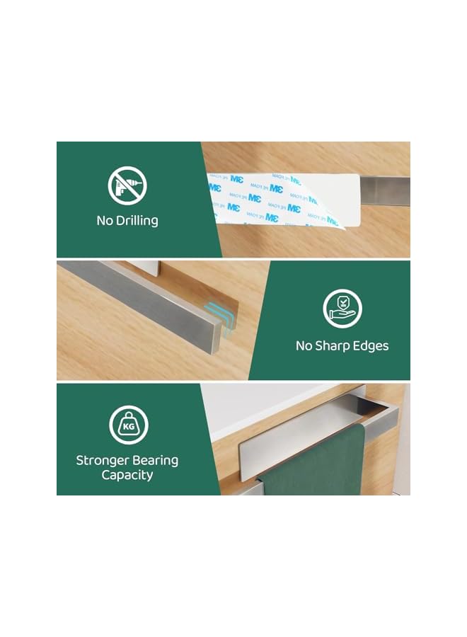 S-TOP Towel Holder Double Bar Bathroom, Heavy Duty Towel Holder for Hanging Robes and Towels, Self-Adhesive Rust and Corrosion Resistant, 304 Stainless Steel Towel Rail for Renters-Silver 36CM - Image 2