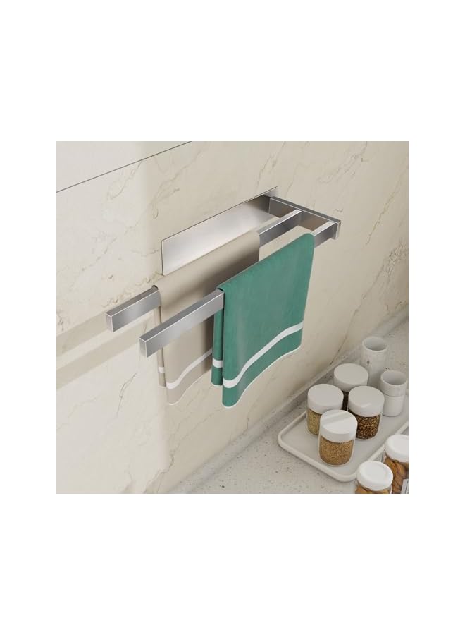 S-TOP Towel Holder Double Bar Bathroom, Heavy Duty Towel Holder for Hanging Robes and Towels, Self-Adhesive Rust and Corrosion Resistant, 304 Stainless Steel Towel Rail for Renters-Silver 36CM - Image 5
